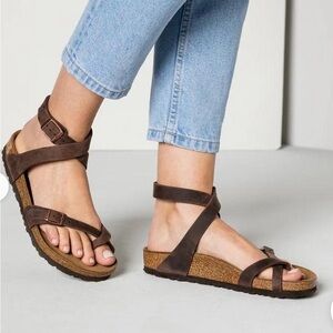 BIRKENSTOCK- Dark Brown Strap Women's Sandals Size:38